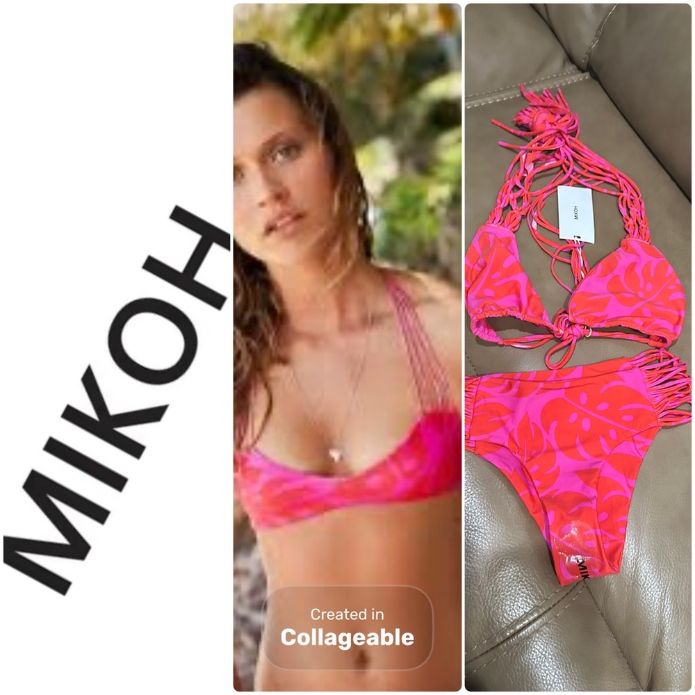 ‼️WOW‼️Mikoh Red & Pink Bikini Top & Bottom! NWT‼️NO LONGER AVAILABLE ON LINE‼️